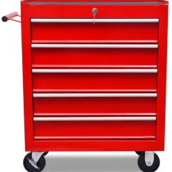 vidaXL Carrito caja de herramientas 5 cajones Rojo