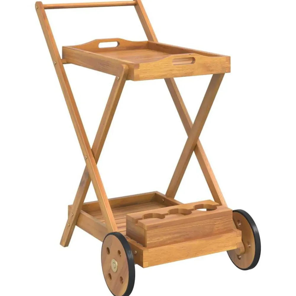 vidaXL Carrito camarera madera maciza de acacia 54x87x90 cm New