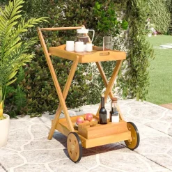 vidaXL Carrito camarera madera maciza de acacia 54x87x90 cm New