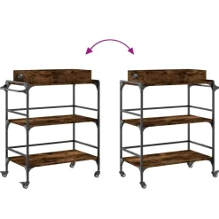 vidaXL Carrito cocina madera ingeniería 81,5x41x92,5 cm Roble ahumado Clearance