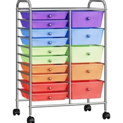vidaXL Carrito de almacenaje portátil XXL 15 cajones plástico Multicolor Best