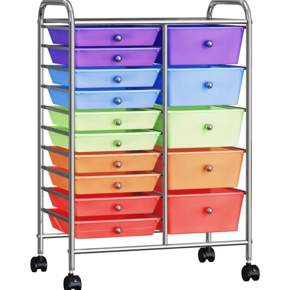 vidaXL Carrito de almacenaje portátil XXL 15 cajones plástico Multicolor Best