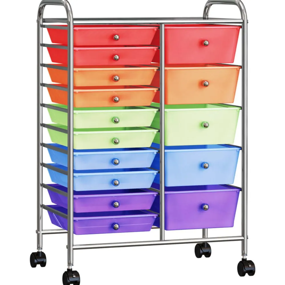 vidaXL Carrito de almacenaje portátil XXL 15 cajones plástico Multicolor Best