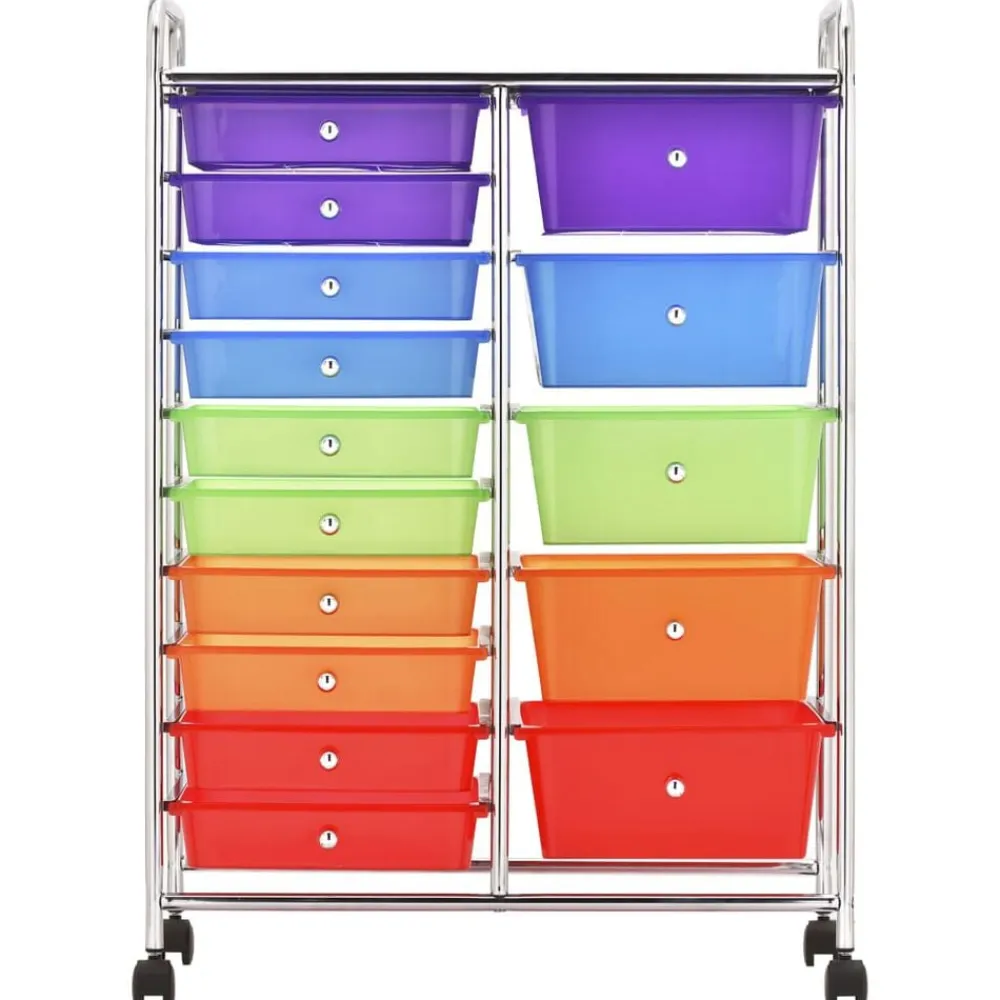 vidaXL Carrito de almacenaje portátil XXL 15 cajones plástico Multicolor Best