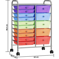 vidaXL Carrito de almacenaje portátil XXL 15 cajones plástico Multicolor Best