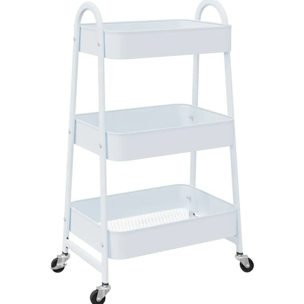 vidaXL Carrito de almacenaje 3 niveles acero 42x41,5x77 cm Blanco Online