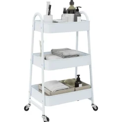 vidaXL Carrito de almacenaje 3 niveles acero 42x41,5x77 cm Blanco Online