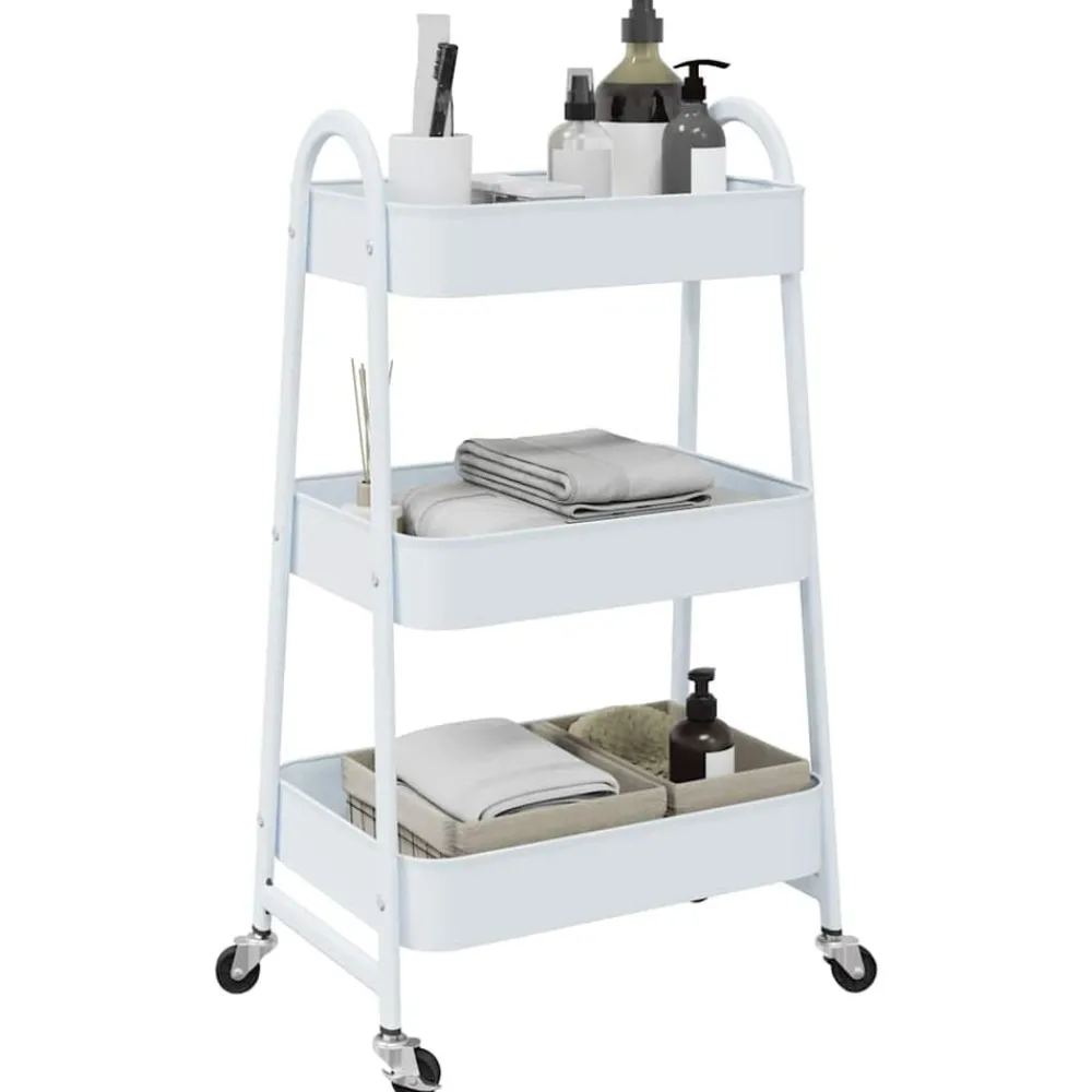 vidaXL Carrito de almacenaje 3 niveles acero 42x41,5x77 cm Blanco Online