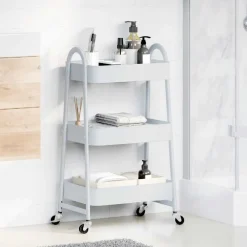 vidaXL Carrito de almacenaje 3 niveles acero 42x41,5x77 cm Blanco Online