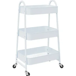 vidaXL Carrito de almacenaje 3 niveles acero 42x41,5x77 cm Blanco Online