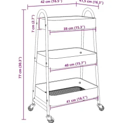 vidaXL Carrito de almacenaje 3 niveles acero 42x41,5x77 cm Blanco Online