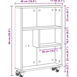 vidaXL Estanterías-Carrito de almacenaje estrecho madera 48x13x68 cm