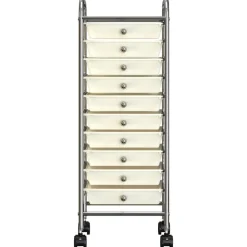 vidaXL Carrito de almacenaje portátil 10 cajones plástico Blanco