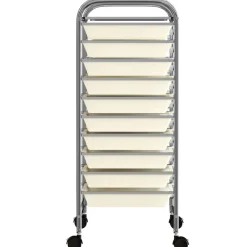 vidaXL Carrito de almacenaje portátil 10 cajones plástico Blanco