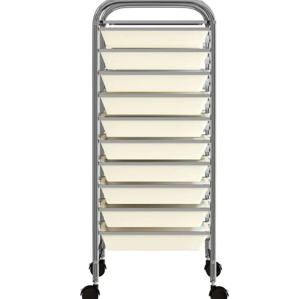 vidaXL Carrito de almacenaje portátil 10 cajones plástico Blanco