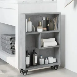 vidaXL Estanterías-Carrito de almacenaje estrecho madera gris hormigón 48x13x68 cm
