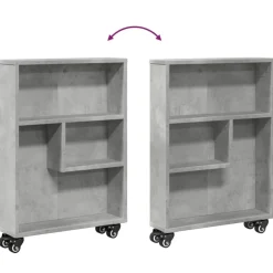 vidaXL Estanterías-Carrito de almacenaje estrecho madera gris hormigón 48x13x68 cm