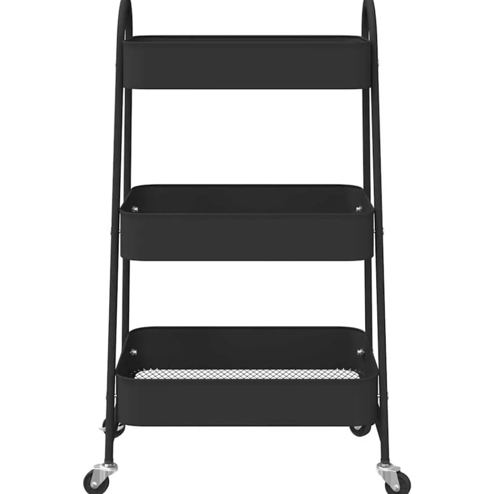 vidaXL Carrito de almacenaje 3 niveles acero 42x41,5x77 cm Negro Best