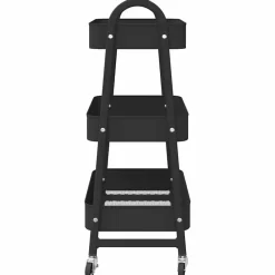 vidaXL Carrito de almacenaje 3 niveles acero 42x41,5x77 cm Negro Best