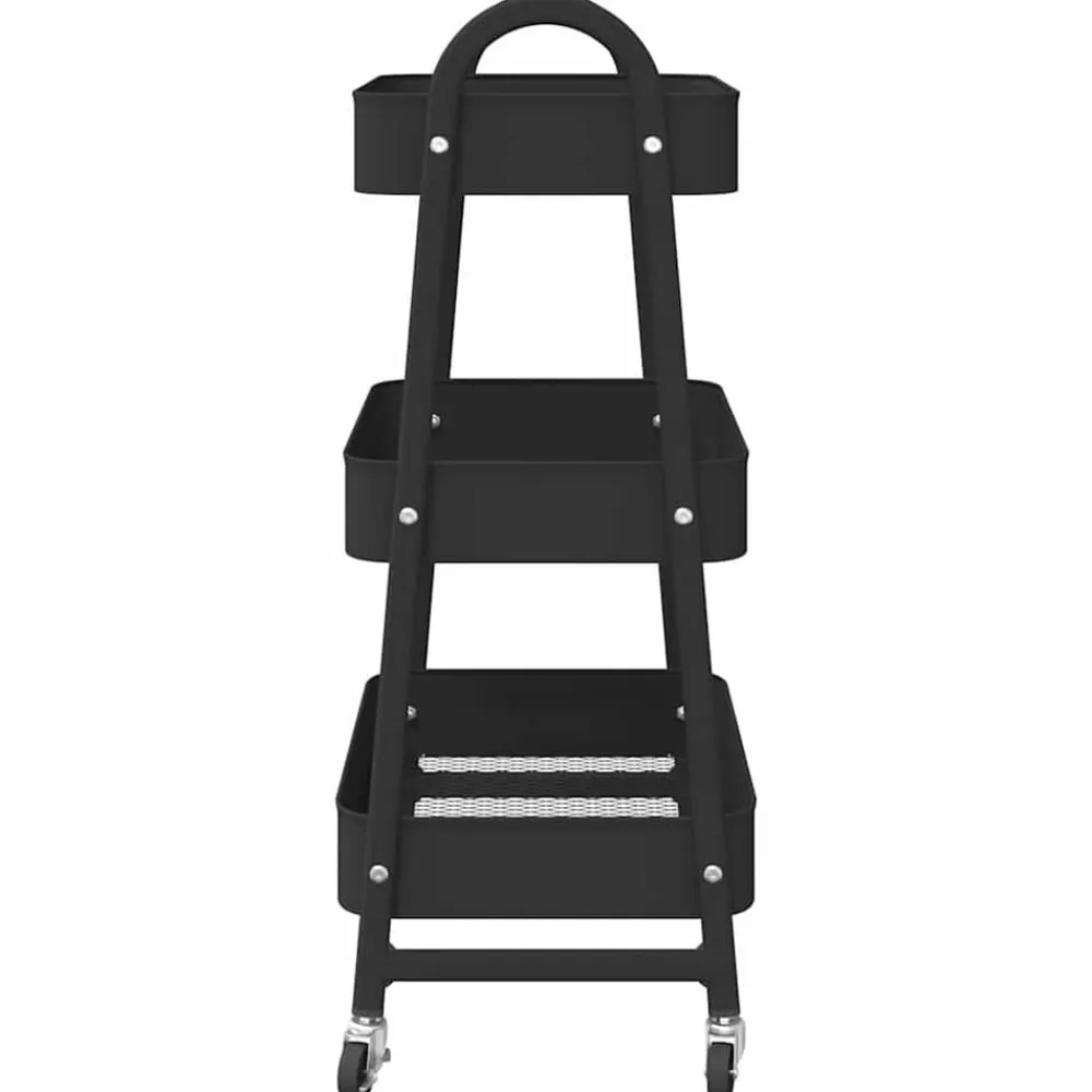 vidaXL Carrito de almacenaje 3 niveles acero 42x41,5x77 cm Negro Best