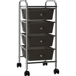 vidaXL Carrito de almacenaje portátil 4 cajones plástico Negro Online