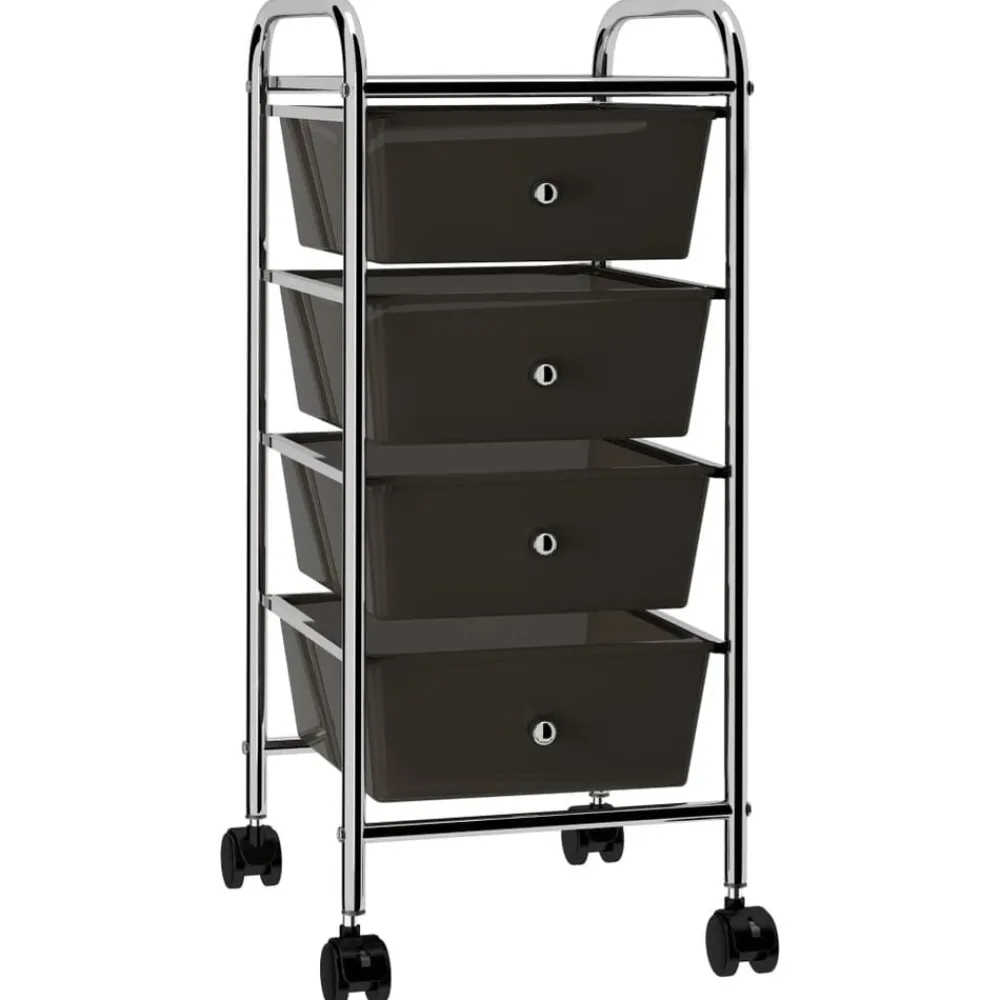 vidaXL Carrito de almacenaje portátil 4 cajones plástico Negro Online