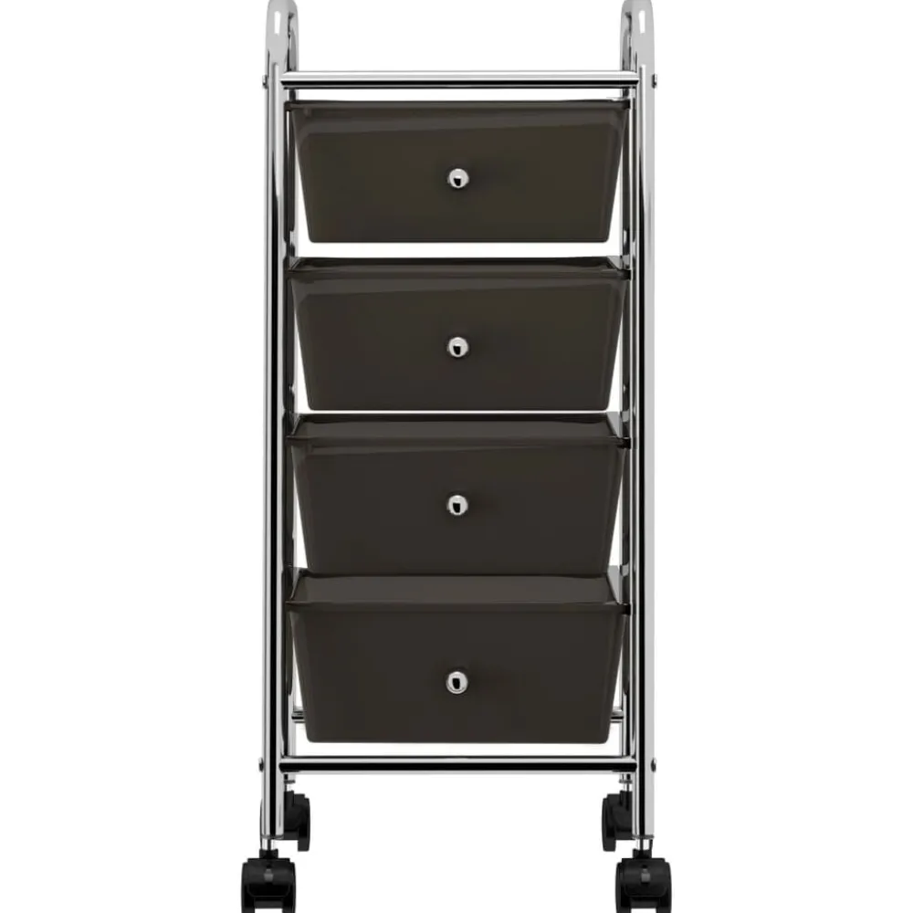 vidaXL Carrito de almacenaje portátil 4 cajones plástico Negro Online