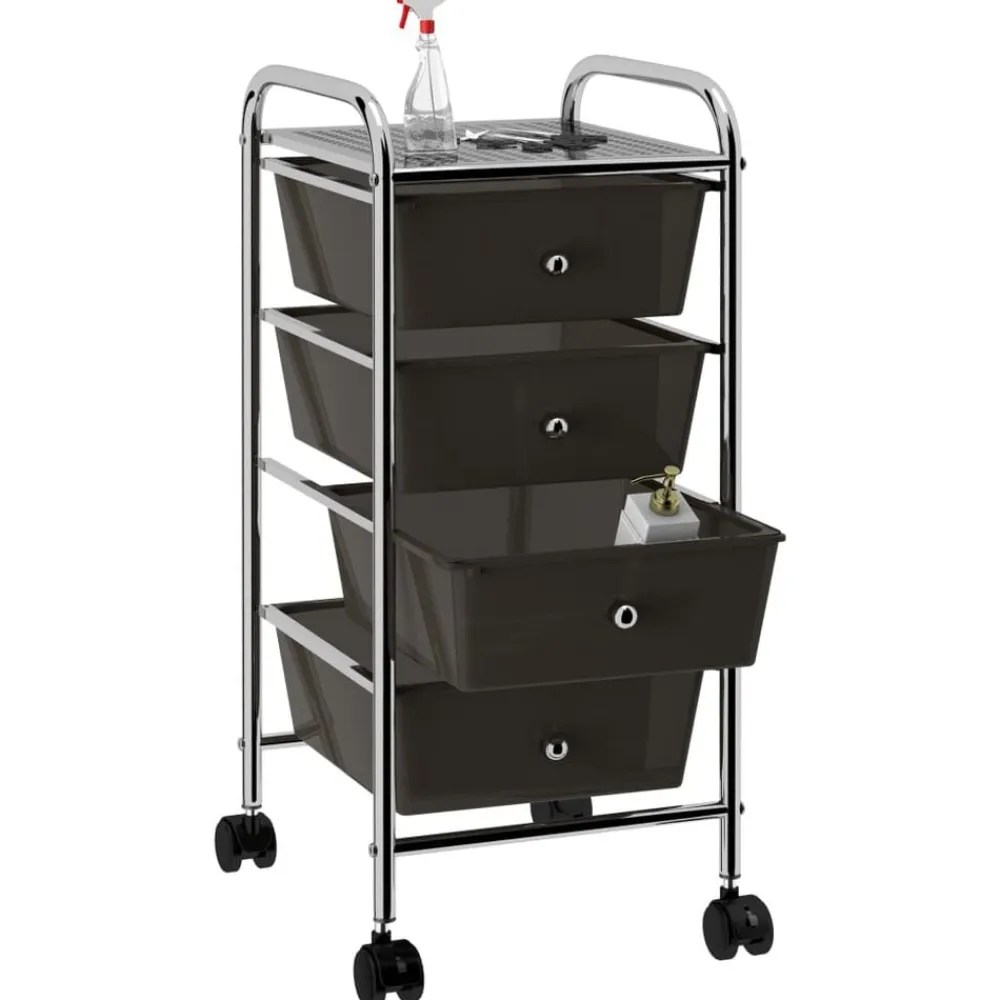 vidaXL Carrito de almacenaje portátil 4 cajones plástico Negro Online
