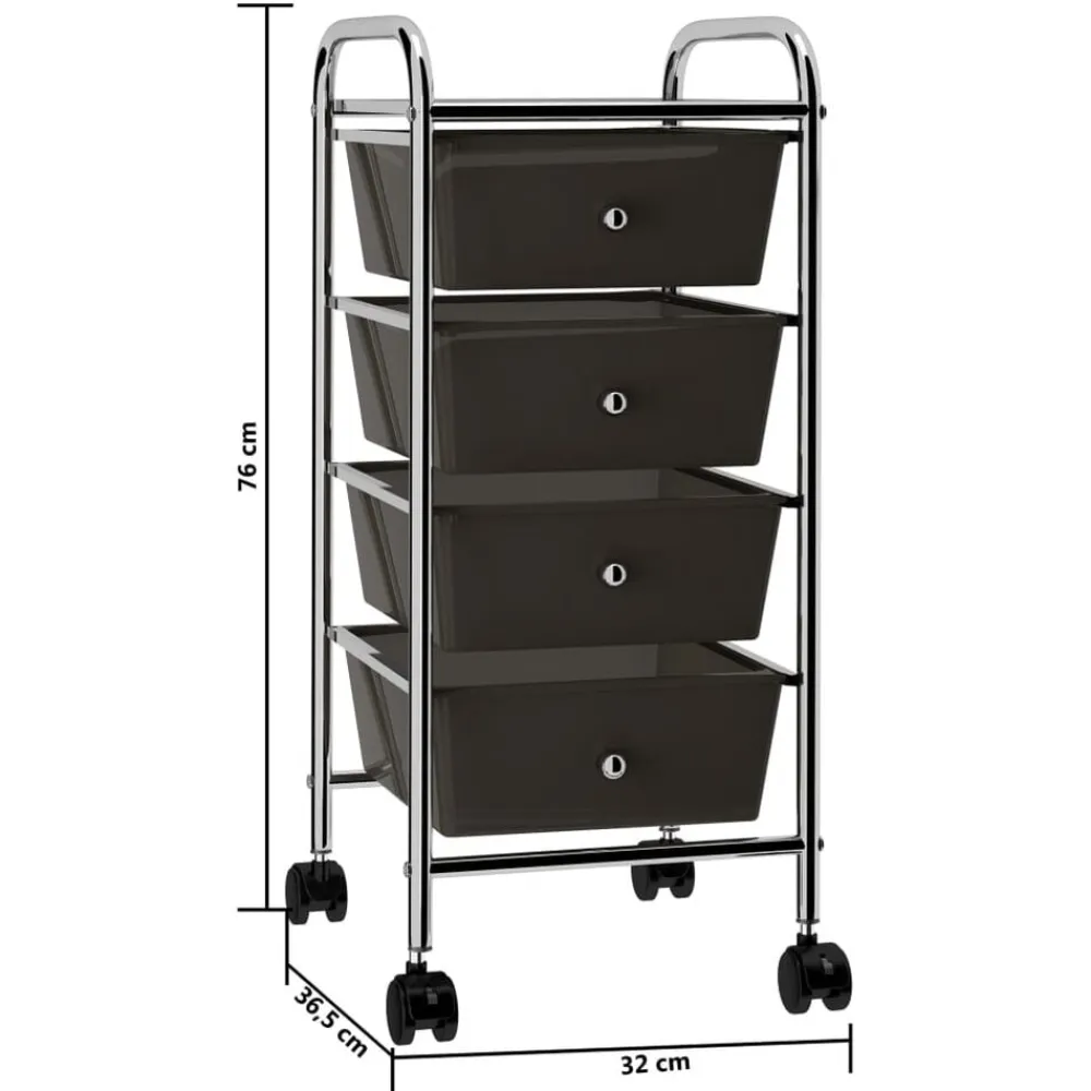 vidaXL Carrito de almacenaje portátil 4 cajones plástico Negro Online