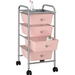 vidaXL Herramientas-Carrito de almacenaje portátil 4 cajones plástico