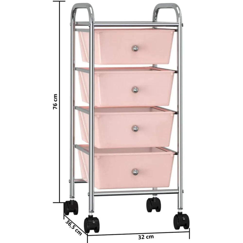 vidaXL Herramientas-Carrito de almacenaje portátil 4 cajones plástico