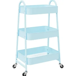 vidaXL Carrito de almacenaje 3 niveles acero 42x41,5x77 cm Azul Online