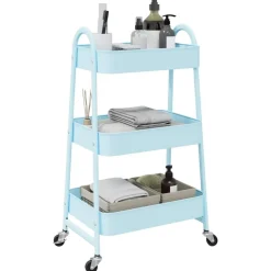 vidaXL Carrito de almacenaje 3 niveles acero 42x41,5x77 cm Azul Online