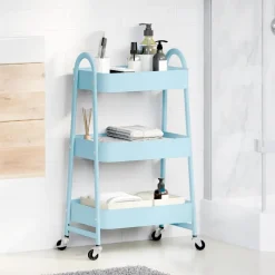 vidaXL Carrito de almacenaje 3 niveles acero 42x41,5x77 cm Azul Online