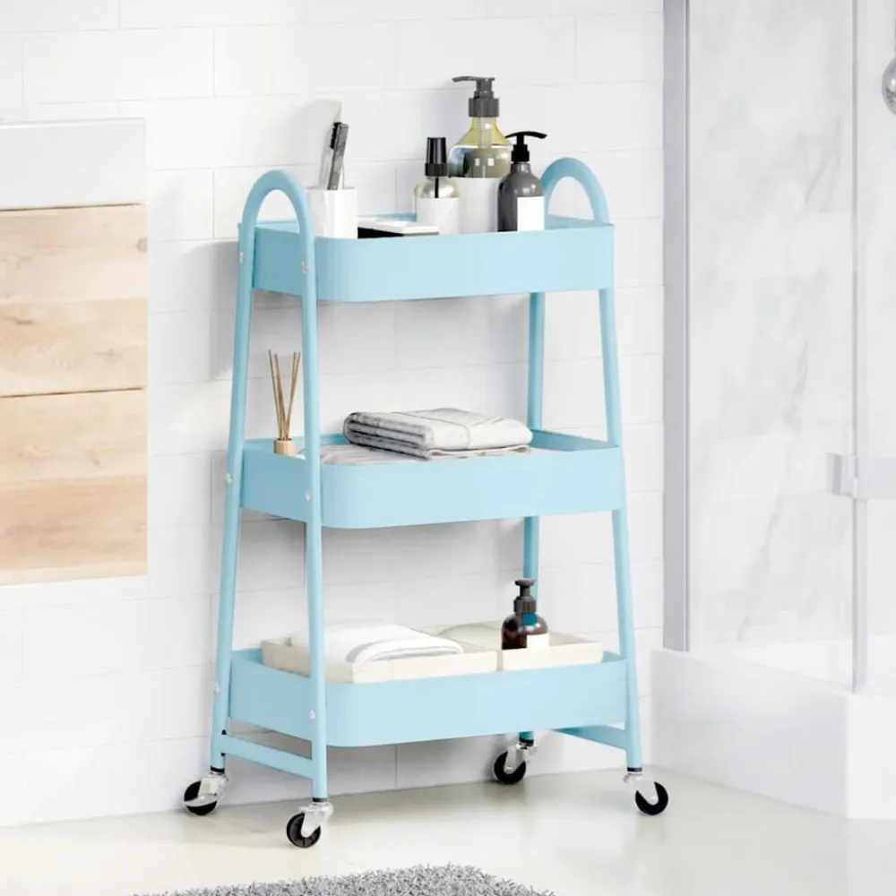 vidaXL Carrito de almacenaje 3 niveles acero 42x41,5x77 cm Azul Online