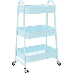 vidaXL Carrito de almacenaje 3 niveles acero 42x41,5x77 cm Azul Online