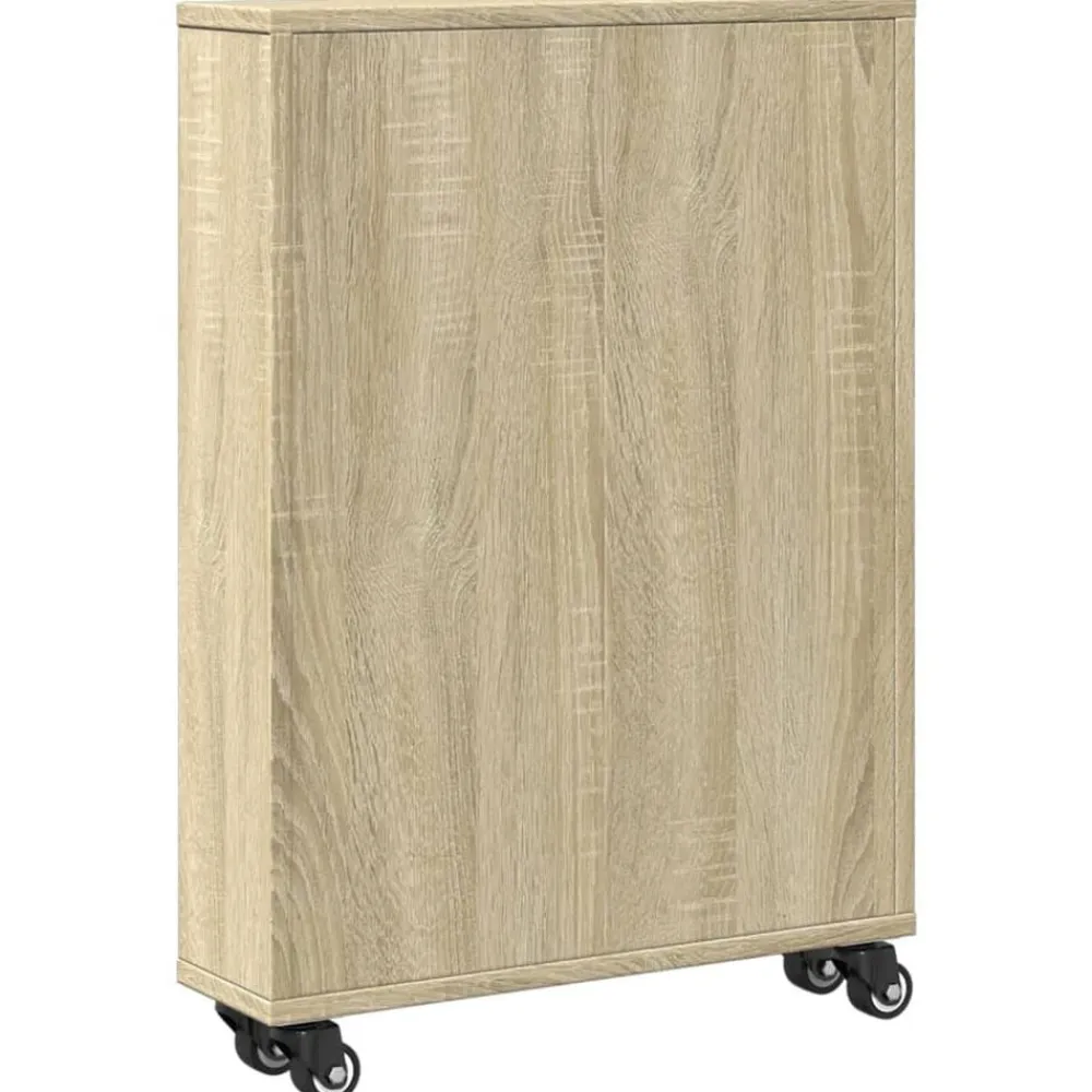 vidaXL Carrito de almacenaje estrecho 48x13x68 cm madera de ingeniería Roble Sonoma Best
