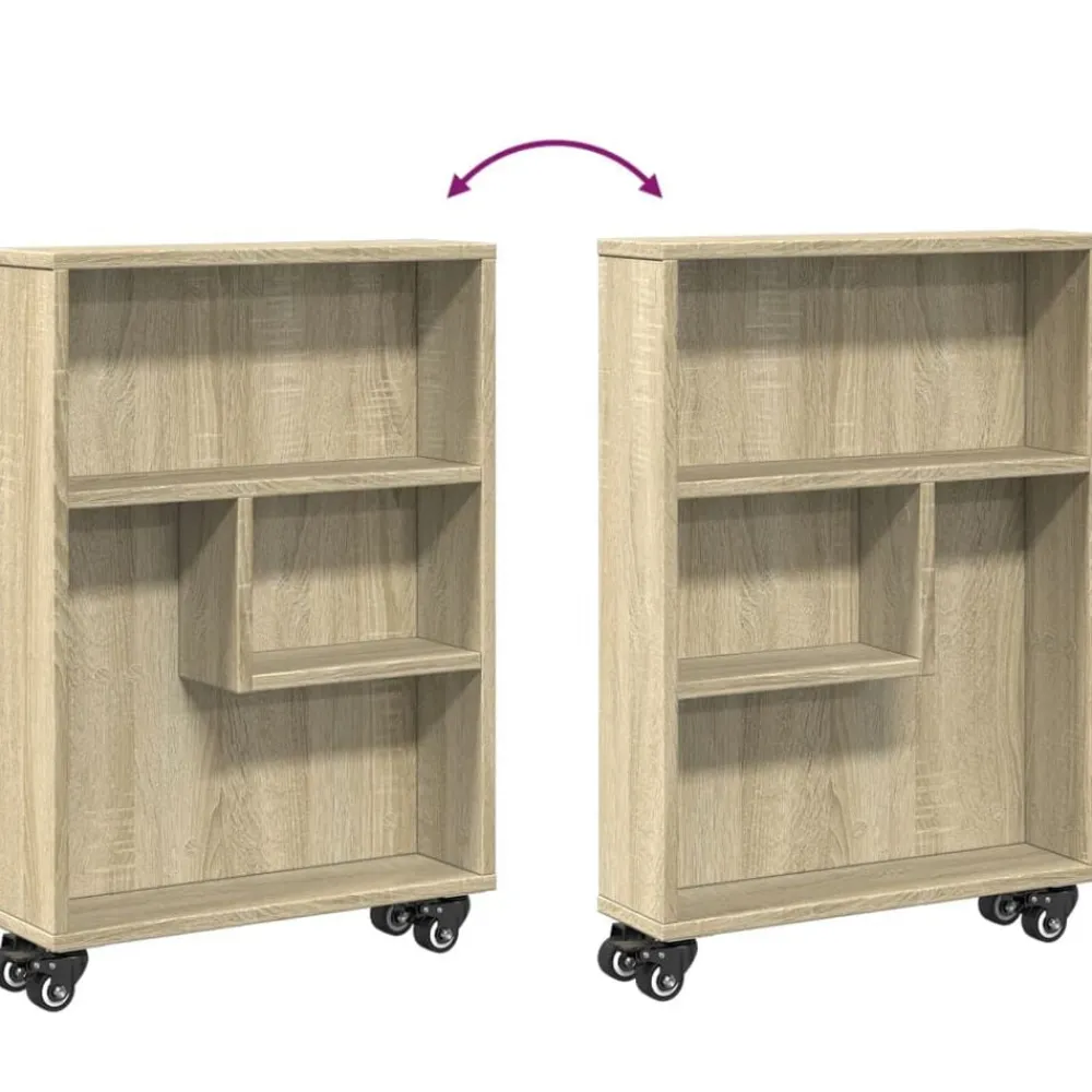 vidaXL Carrito de almacenaje estrecho 48x13x68 cm madera de ingeniería Roble Sonoma Best