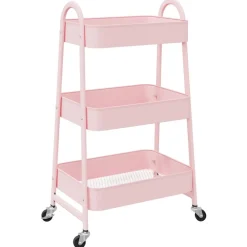 vidaXL Carrito de almacenaje 3 niveles 42x41,5x77 cm acero Rosa