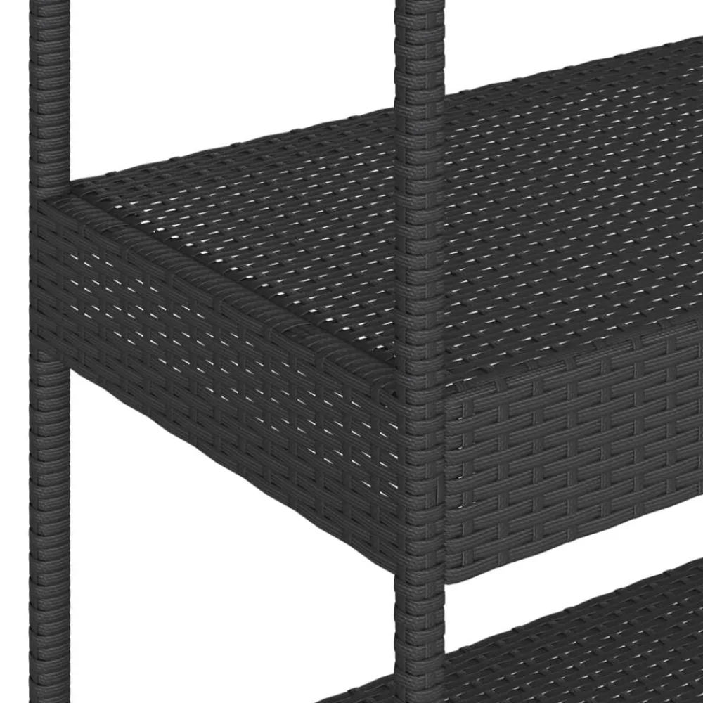 vidaXL Carros E Islas-Carrito de bar 3 niveles ratán PE y madera maciza acacia negro