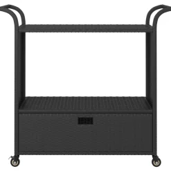 vidaXL Carrito de bar con cajón ratán sintético 100x45x97 cm Negro Best