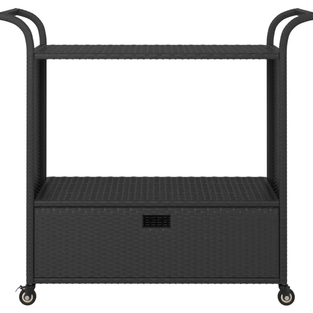 vidaXL Carrito de bar con cajón ratán sintético 100x45x97 cm Negro Best