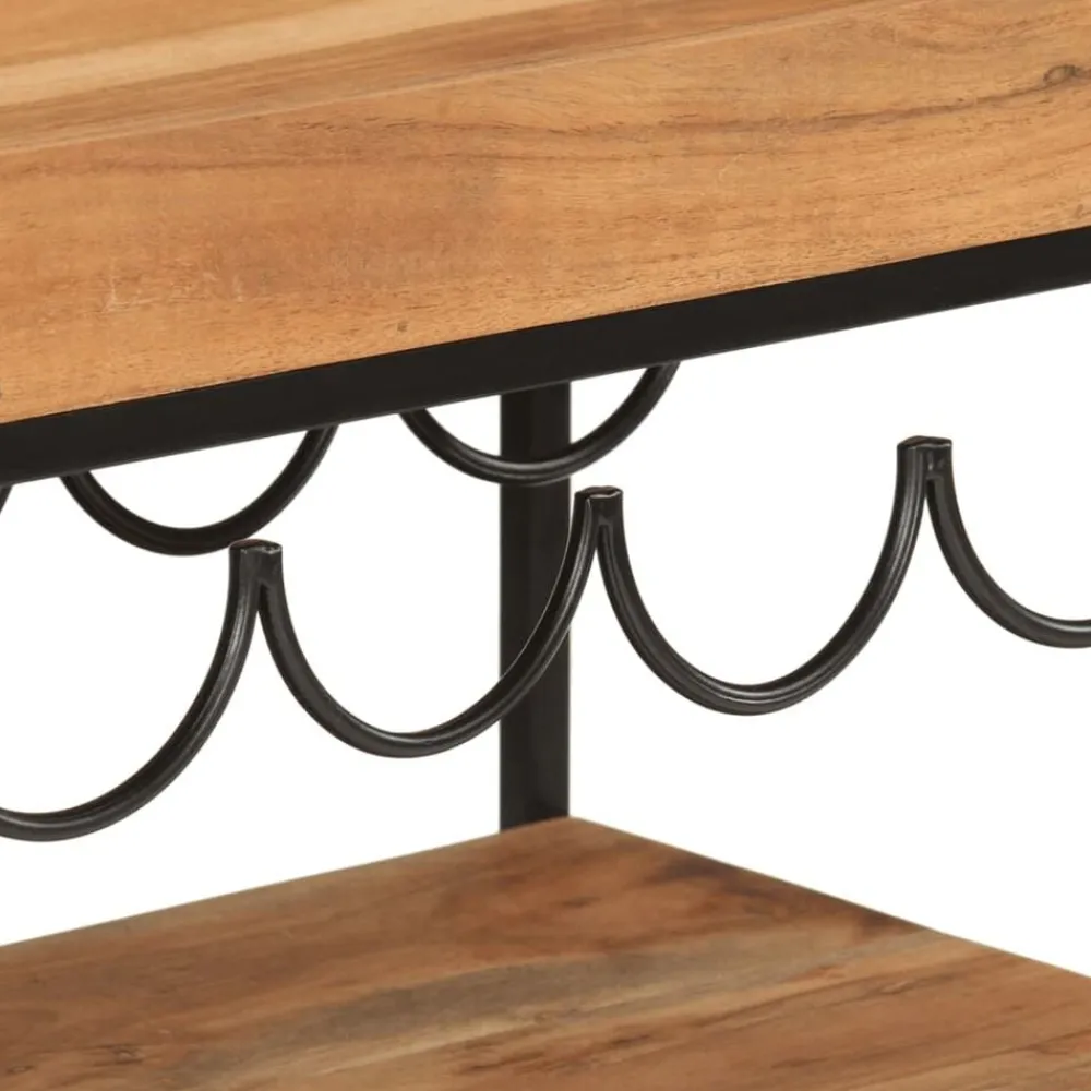 vidaXL Carros E Islas-Carrito de bar de madera maciza de acacia y hierro 60x40x80 cm