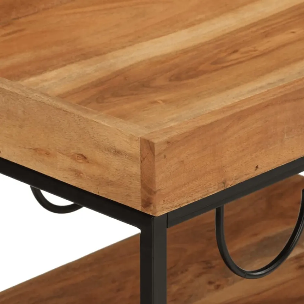 vidaXL Carros E Islas-Carrito de bar de madera maciza de acacia y hierro 60x40x80 cm