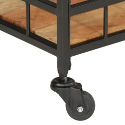 vidaXL Carros E Islas-Carrito de bar de madera maciza de acacia y hierro 60x40x80 cm