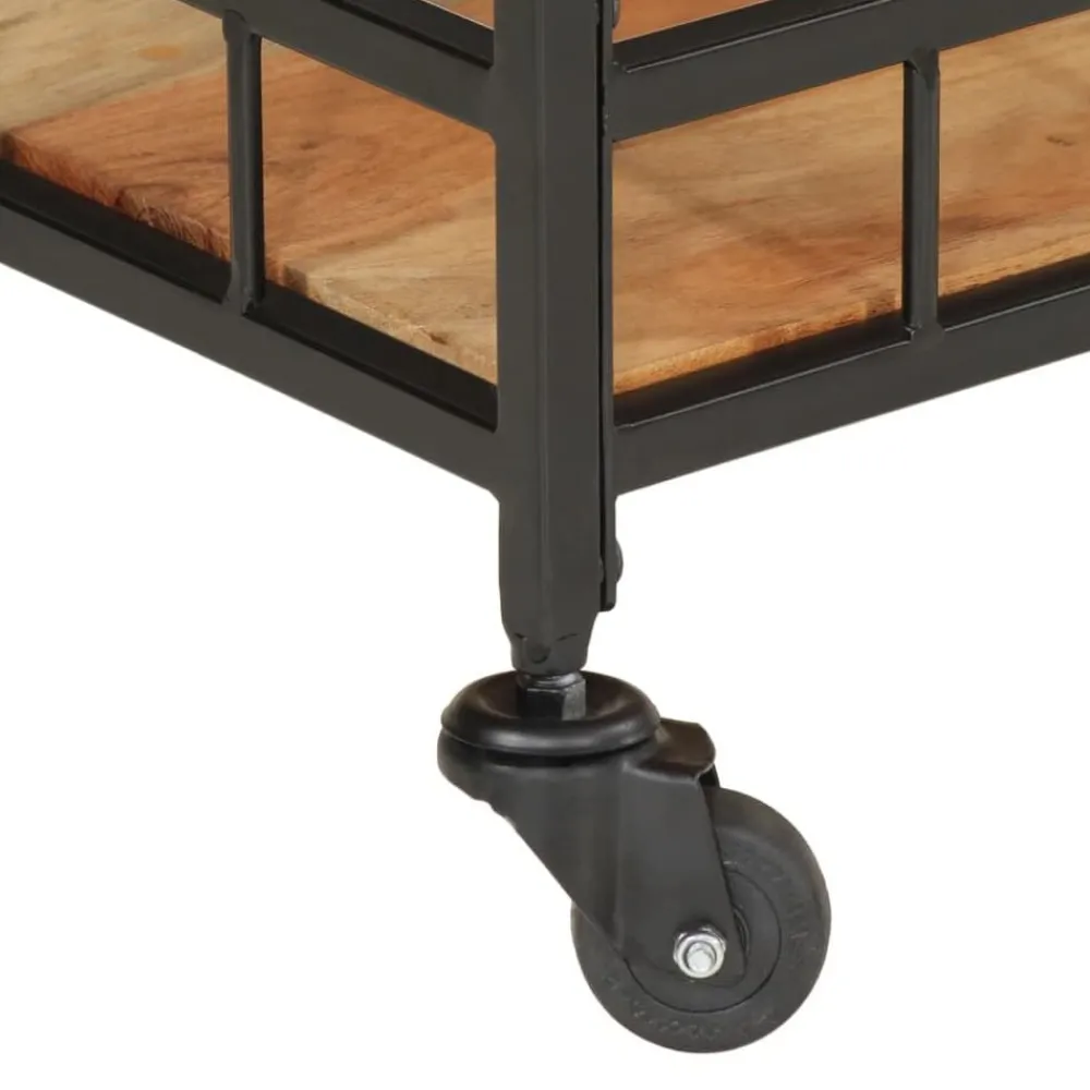 vidaXL Carros E Islas-Carrito de bar de madera maciza de acacia y hierro 60x40x80 cm