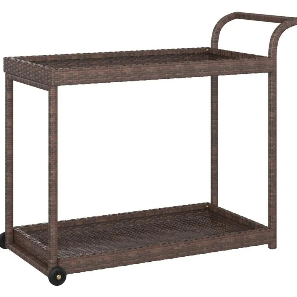vidaXL Carros E Islas-Carrito de bar ratán sintético marrón 100x45x83 cm