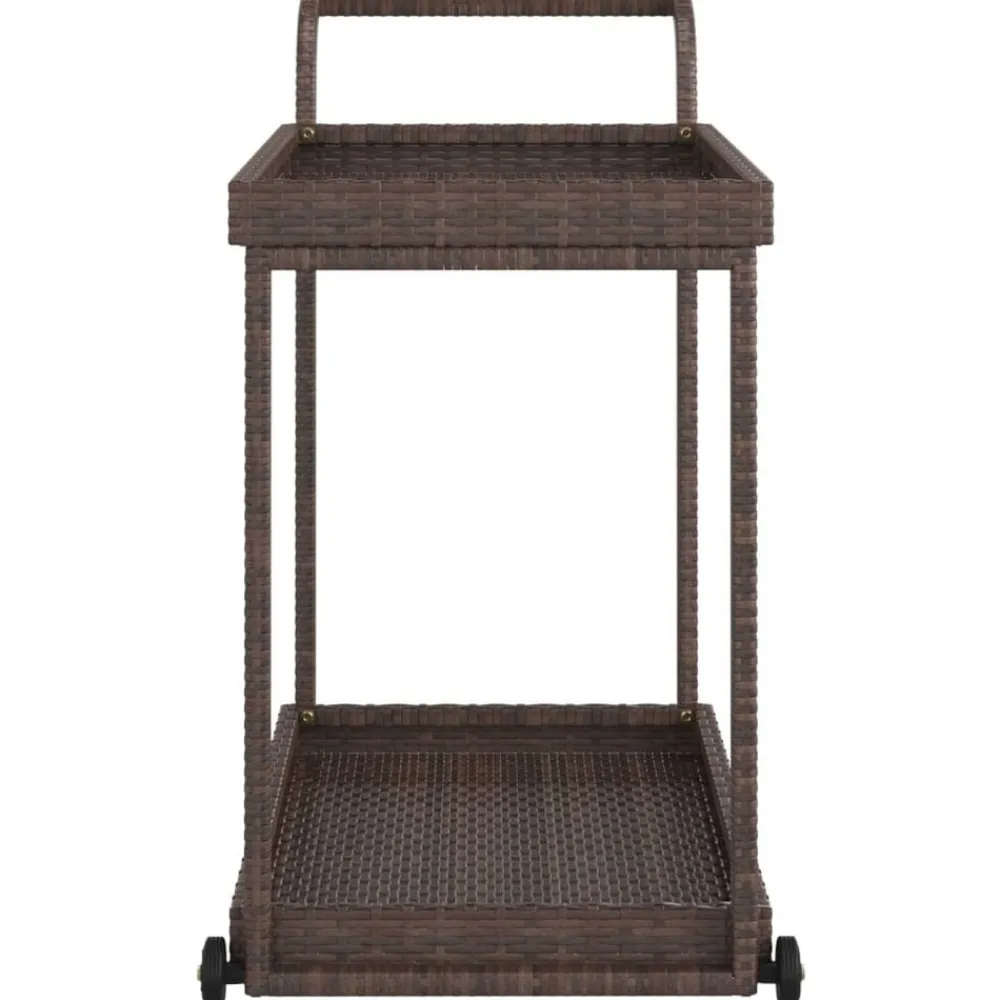 vidaXL Carros E Islas-Carrito de bar ratán sintético marrón 100x45x83 cm