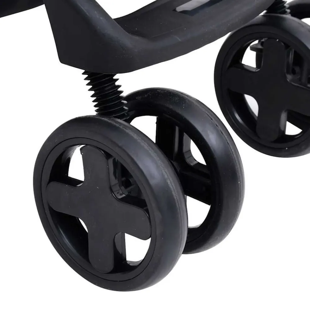 Niños vidaXL Transporte De Bebés-Carrito de bebés 2 en 1 de acero y negro
