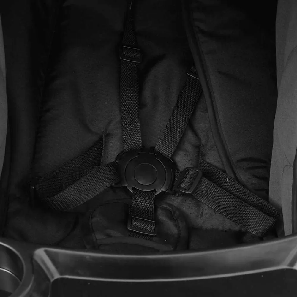 Niños vidaXL Transporte De Bebés-Carrito de bebés 2 en 1 de acero y negro